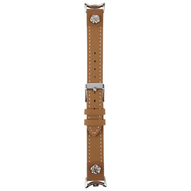 For Xiaomi Smart Band 10 / 9 / 8 Rivet Camellia Skin Feel Microfiber Leather Watch Band