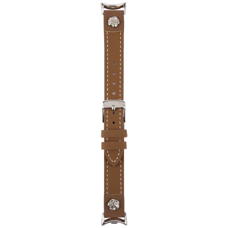 For Xiaomi Smart Band 10 / 9 / 8 Rivet Camellia Skin Feel Microfiber Leather Watch Band