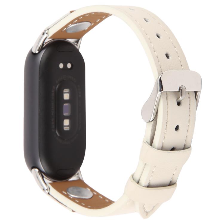 For Xiaomi Smart Band 10 / 9 / 8 Rivet Camellia Skin Feel Microfiber Leather Watch Band