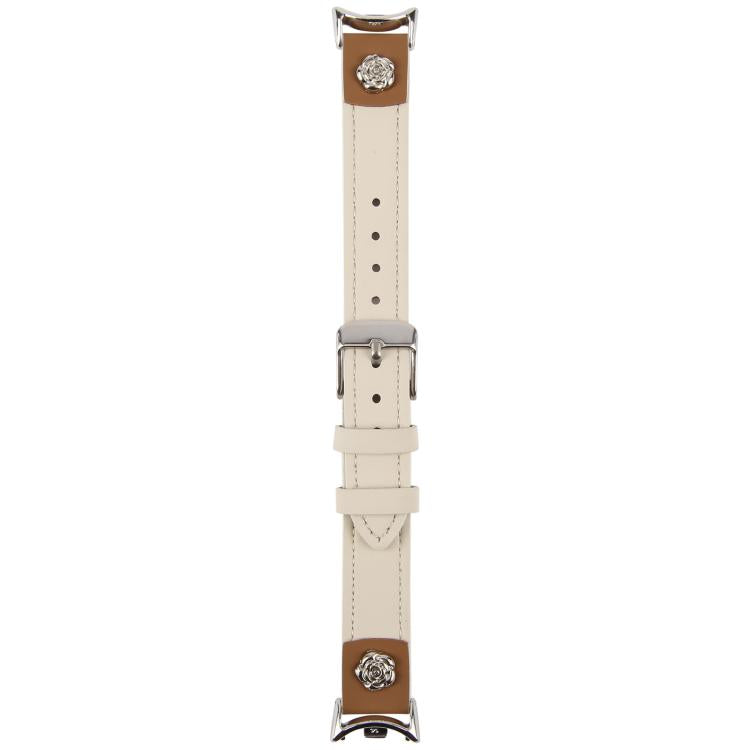 For Xiaomi Smart Band 10 / 9 / 8 Rivet Camellia Skin Feel Microfiber Leather Watch Band