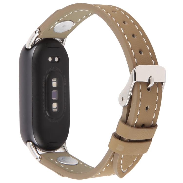For Xiaomi Smart Band 10 / 9 / 8 Rivet Camellia Skin Feel Microfiber Leather Watch Band