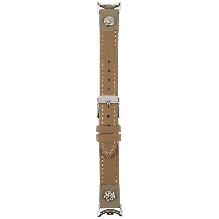 For Xiaomi Smart Band 10 / 9 / 8 Rivet Camellia Skin Feel Microfiber Leather Watch Band