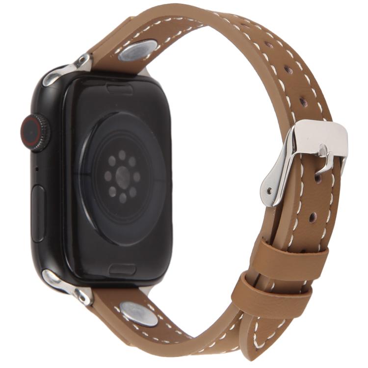 For Apple Watch 46mm / 49mm / 45mm / 44mm Rivet Camellia Skin Feel Microfiber Leather Watch Band