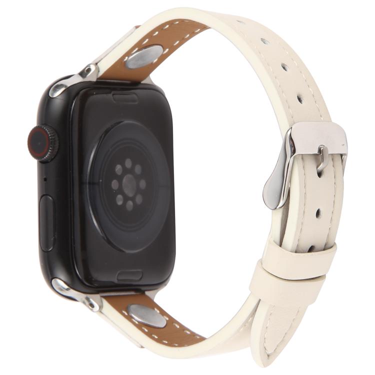 For Apple Watch 46mm / 49mm / 45mm / 44mm Rivet Camellia Skin Feel Microfiber Leather Watch Band