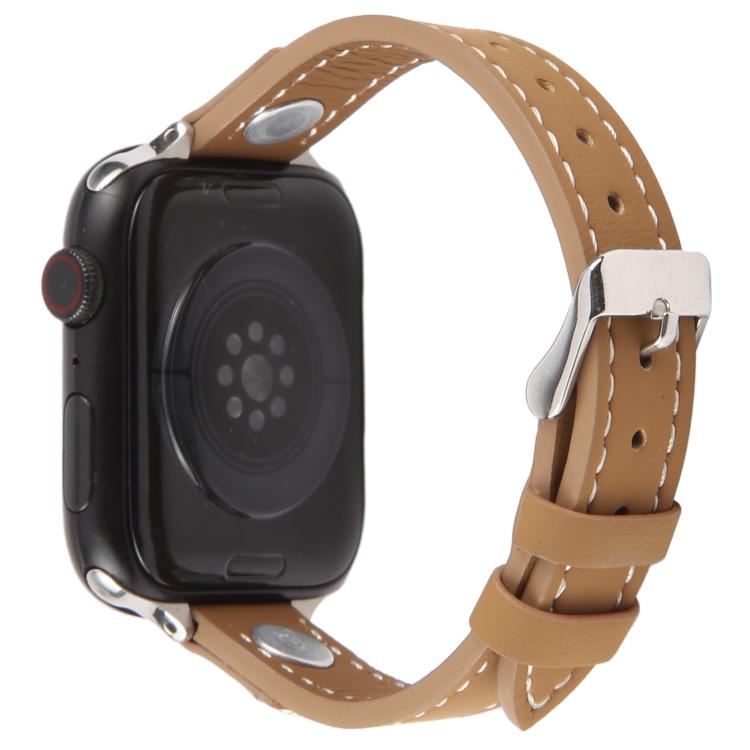 For Apple Watch 42mm / 41mm / 40mm / 38mm Rivet Camellia Skin Feel Microfiber Leather Watch Band
