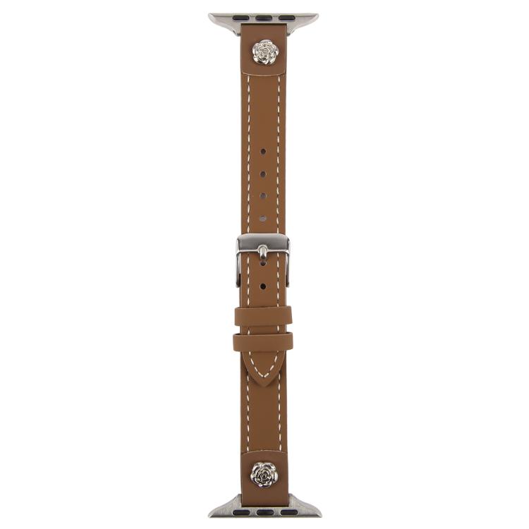 For Apple Watch 42mm / 41mm / 40mm / 38mm Rivet Camellia Skin Feel Microfiber Leather Watch Band