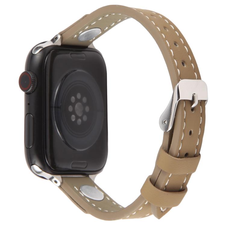 For Apple Watch 42mm / 41mm / 40mm / 38mm Rivet Camellia Skin Feel Microfiber Leather Watch Band