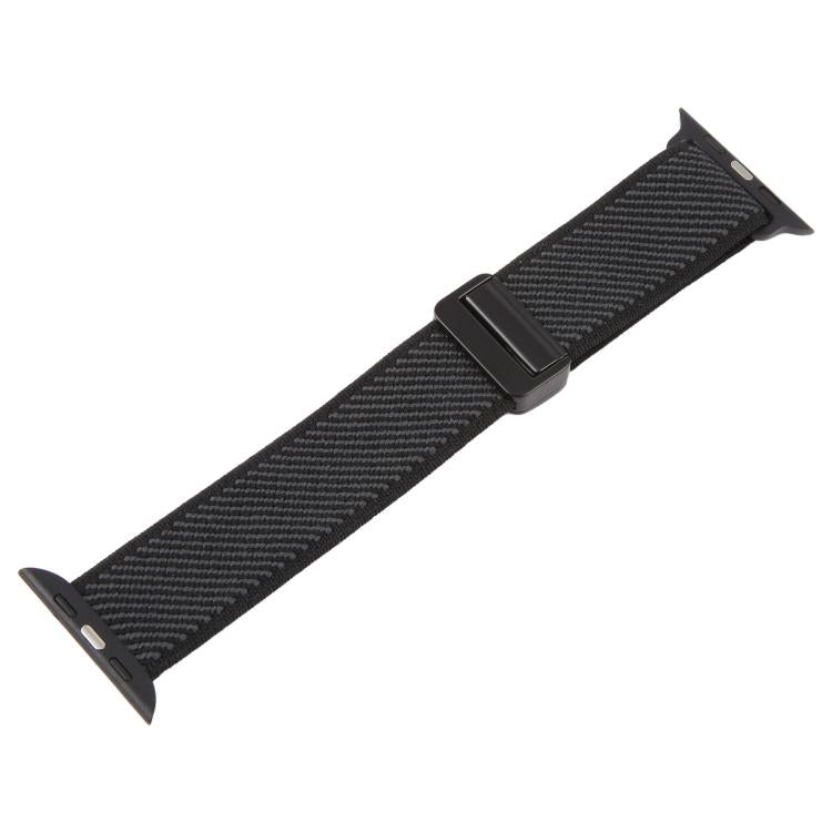 For Apple Watch 46mm / 49mm / 45mm / 44mm Twill Two Color Elastic Nylon Magnetic Buckle Watch Band
