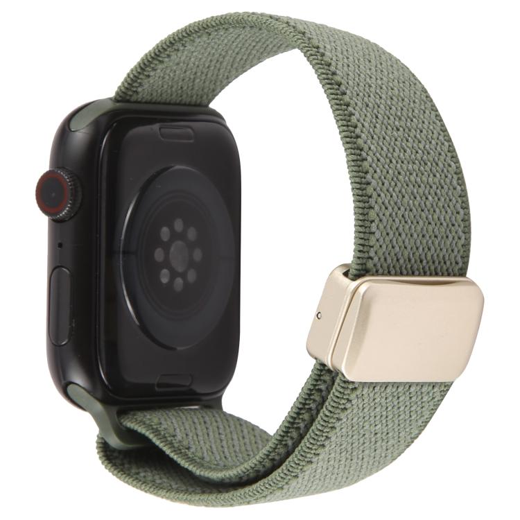 For Apple Watch 46mm / 49mm / 45mm / 44mm Twill Two Color Elastic Nylon Magnetic Buckle Watch Band