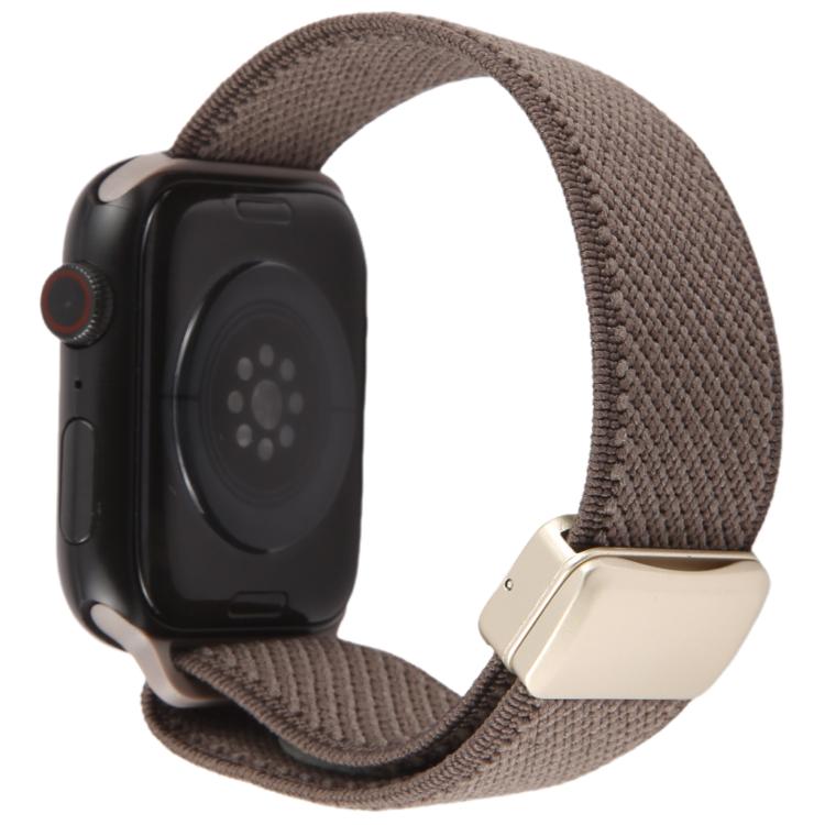 For Apple Watch 46mm / 49mm / 45mm / 44mm Twill Two Color Elastic Nylon Magnetic Buckle Watch Band