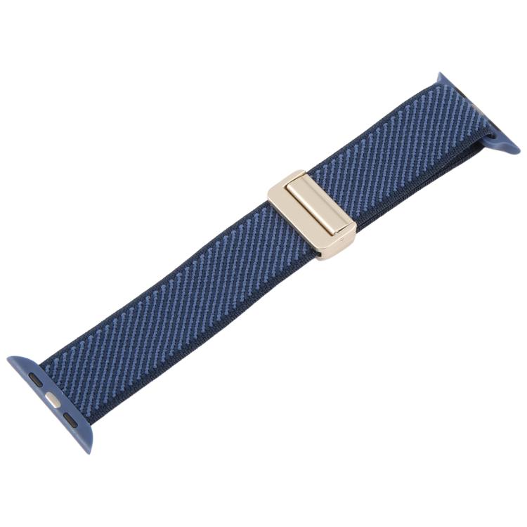 For Apple Watch 46mm / 49mm / 45mm / 44mm Twill Two Color Elastic Nylon Magnetic Buckle Watch Band