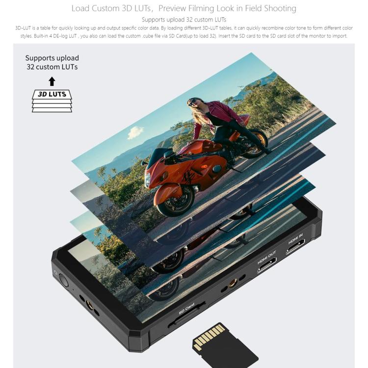 FEELWORLD PS6 5.5 inch OLED Vertical Horizontal Camera Field Video Monitor Touch Screen 4K HDMI-compatible, Plug:AU Plug - Black