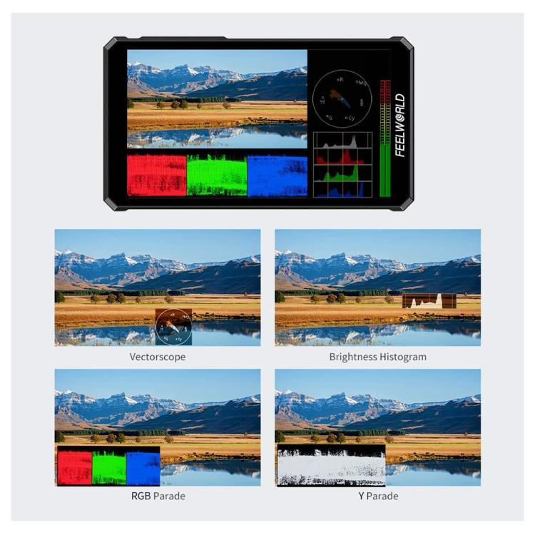 FEELWORLD PS6 5.5 inch OLED Vertical Horizontal Camera Field Video Monitor Touch Screen 4K HDMI-compatible, Plug:US Plug - Black