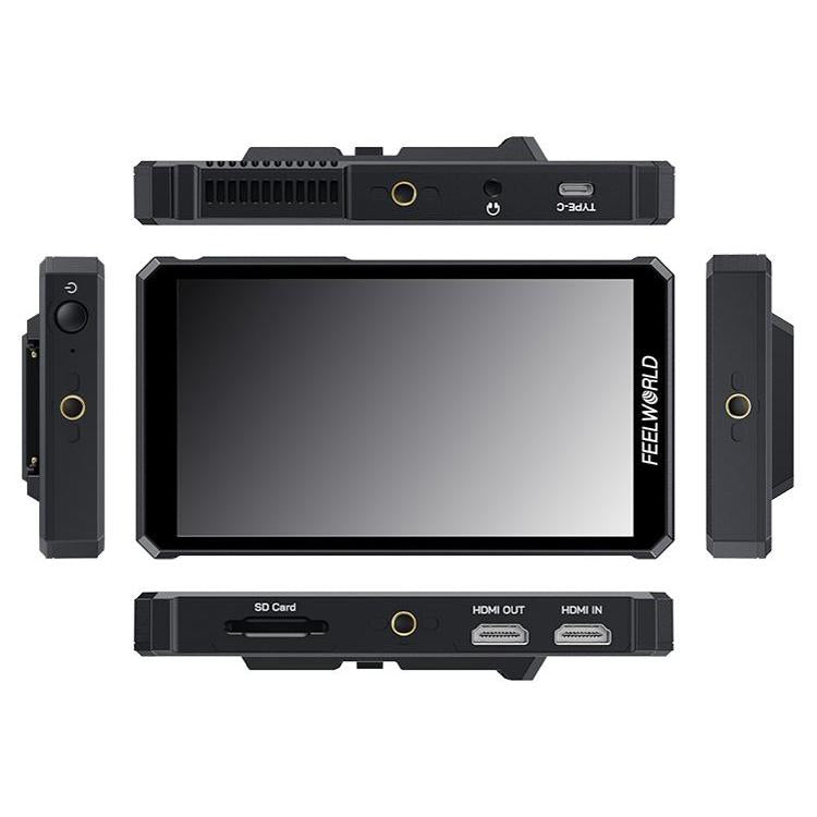 FEELWORLD PS6 5.5 inch OLED Vertical Horizontal Camera Field Video Monitor Touch Screen 4K HDMI-compatible, Plug:US Plug - Black