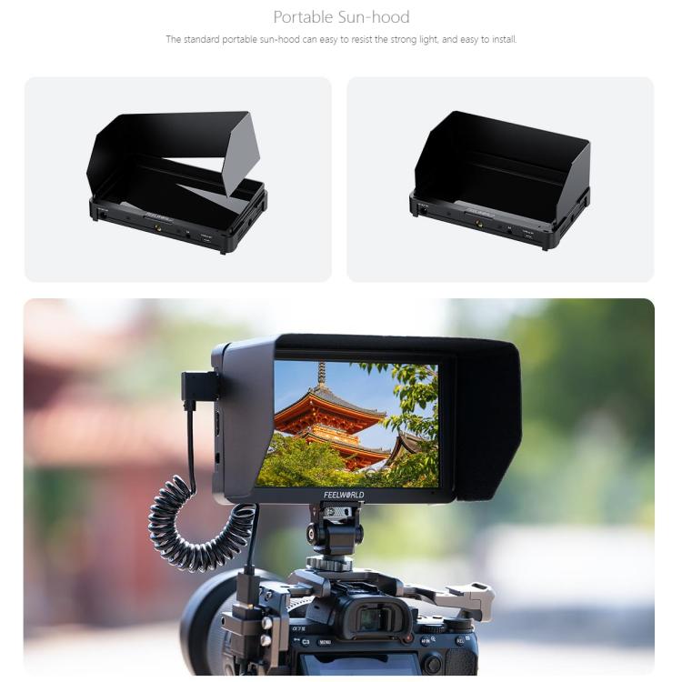 FEELWORLD T6 6 inch Camera Field Video Monitor Aluminium Housing 4K HDMI-compatible 1920x1080 IPS - Black