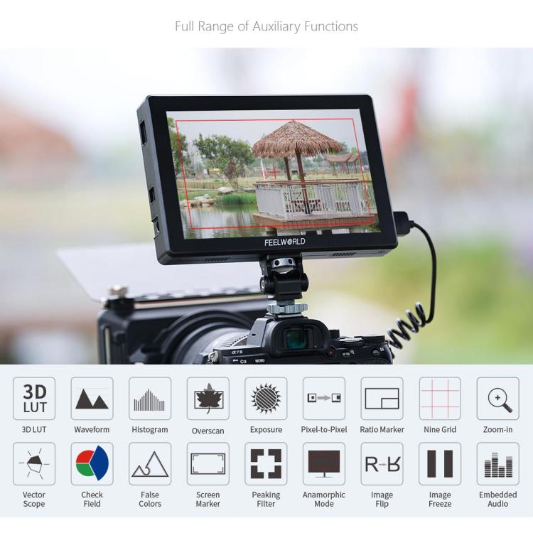 FEELWORLD T7 Pro 7-inch 2000nit Camera Field Video Monitor Aluminium Housing 4K 1920 x 1200 HDMI-compatible IPS Screen - Black