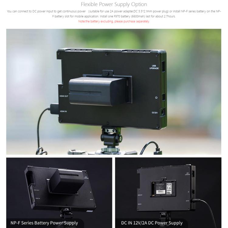 FEELWORLD T7 Pro 7-inch 2000nit Camera Field Video Monitor Aluminium Housing 4K 1920 x 1200 HDMI-compatible IPS Screen - Black