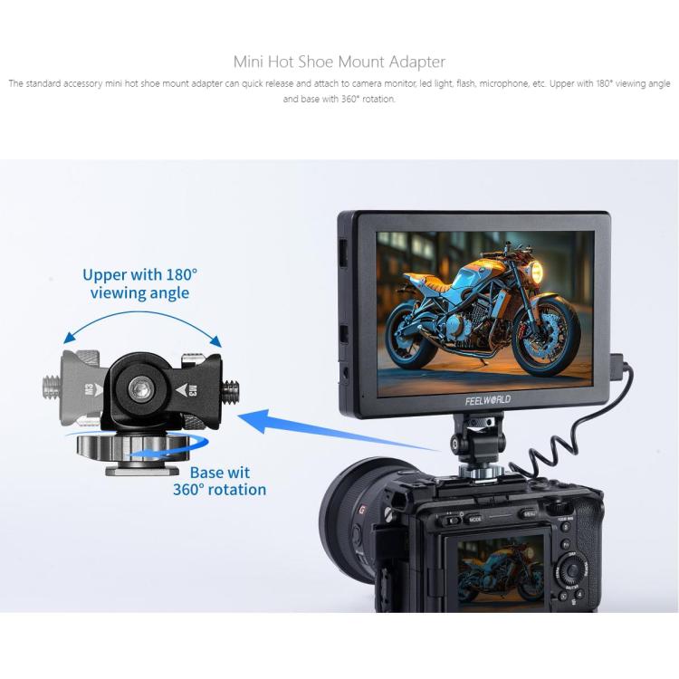FEELWORLD T7 Pro 7-inch 2000nit Camera Field Video Monitor Aluminium Housing 4K 1920 x 1200 HDMI-compatible IPS Screen - Black