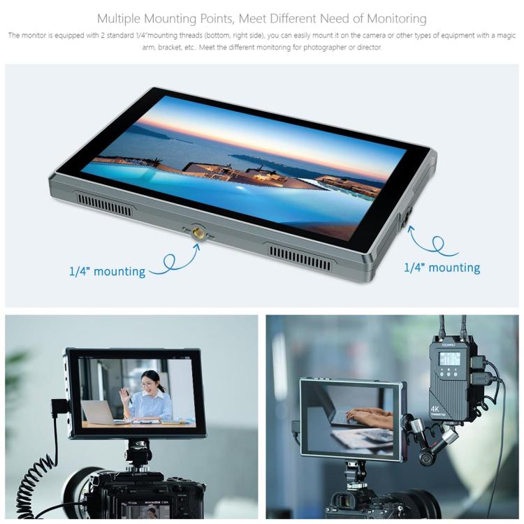 FEELWORLD FW759 Pro 7-inch Touch Screen Camera Field Video Monitor 4K HDMI-compatible 1280 x 800 IPS Screen - Black