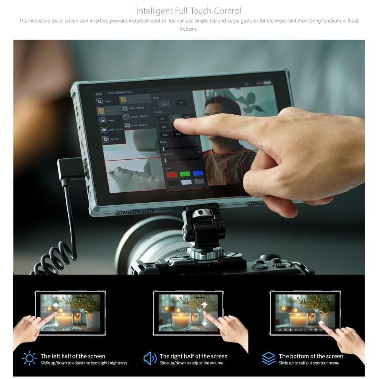 FEELWORLD FW759 Pro 7-inch Touch Screen Camera Field Video Monitor 4K HDMI-compatible 1280 x 800 IPS Screen - Black