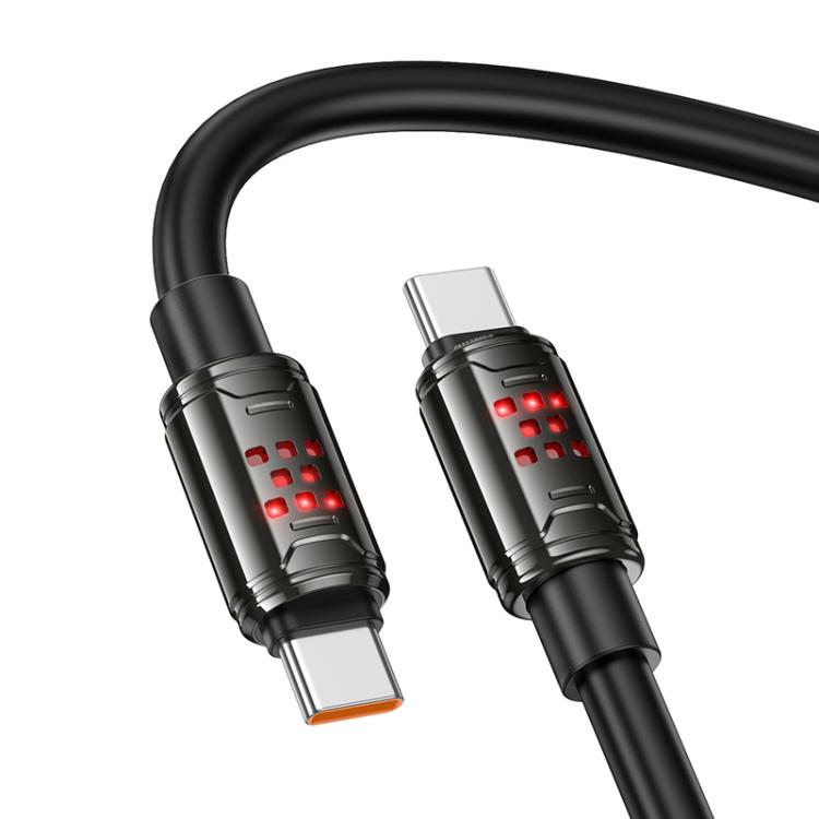 hoco U143 Joy LED 240W Type-C to Type-C Fast Charging Data Cable, Length: 1.2m - Black