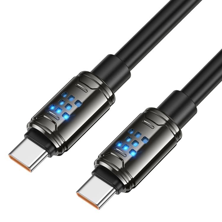 hoco U143 Joy LED 240W Type-C to Type-C Fast Charging Data Cable, Length: 1.2m - Black
