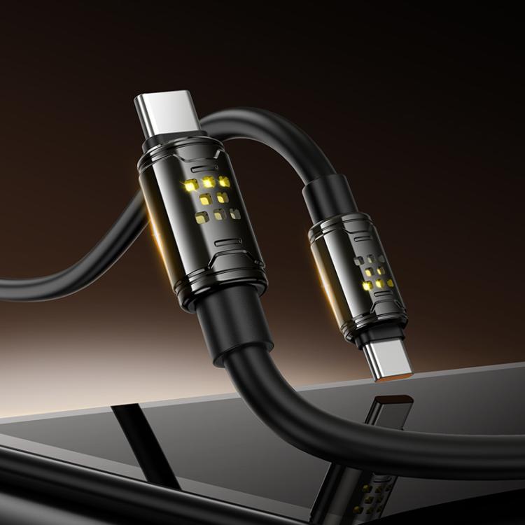 hoco U143 Joy LED 240W Type-C to Type-C Fast Charging Data Cable, Length: 1.2m - Black