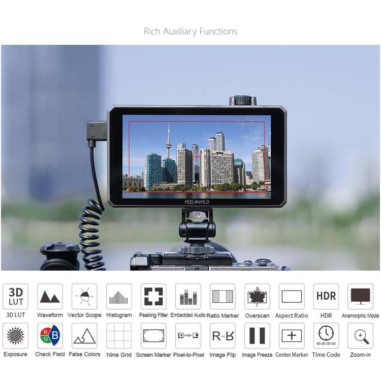 FEELWORLD SC6 6-inch 1500nit High Brightness Aluminium Filed Camera Video Monitor 3G SDI 4K HDMI-compatible 60Hz 1920 x 1080 IPS Screen - Black