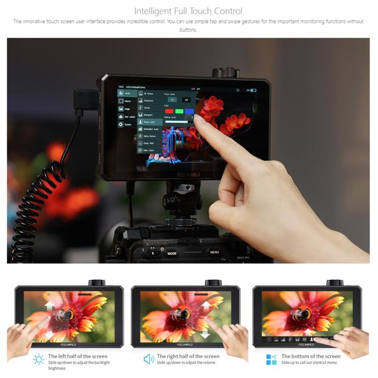 FEELWORLD SC6 6-inch 1500nit High Brightness Aluminium Filed Camera Video Monitor 3G SDI 4K HDMI-compatible 60Hz 1920 x 1080 IPS Screen - Black