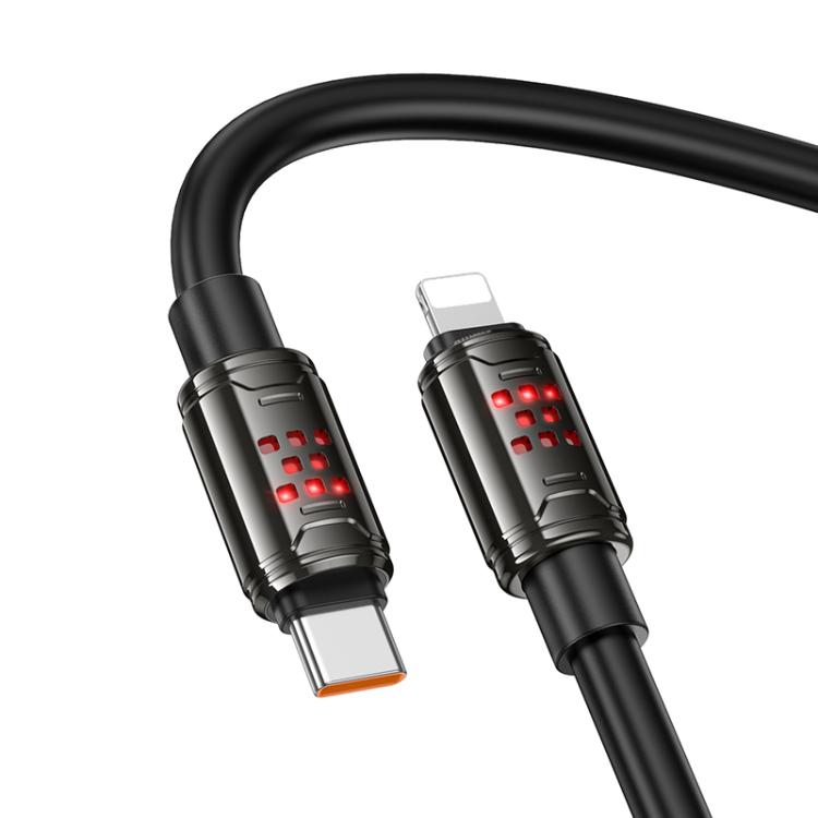 hoco U143 Joy LED PD27W Type-C to 8 Pin Fast Charging Data Cable, Length: 1.2m - Black
