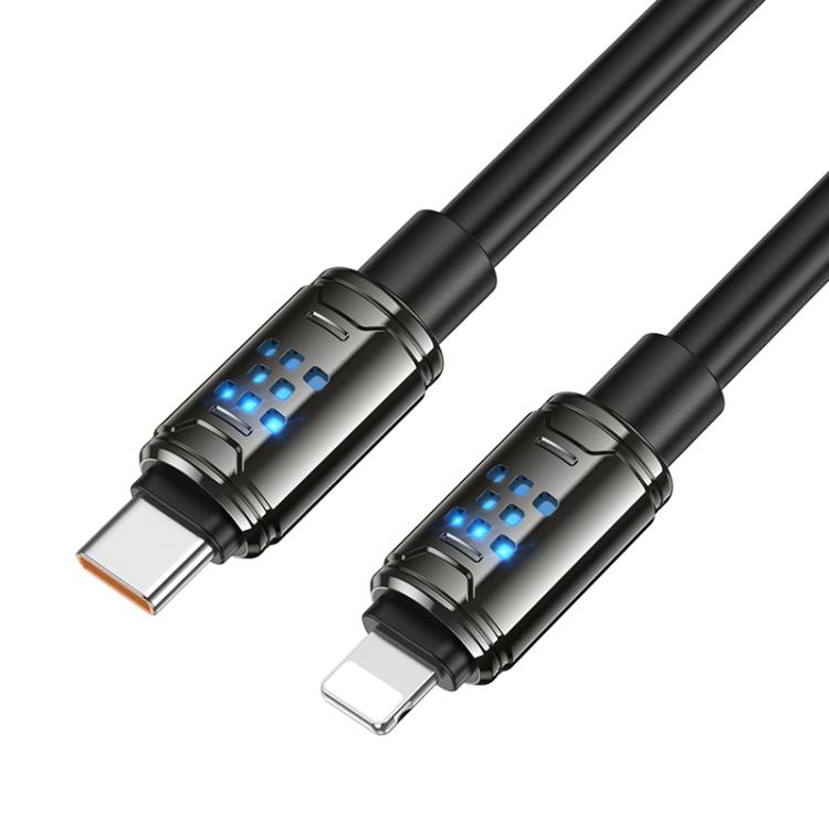hoco U143 Joy LED PD27W Type-C to 8 Pin Fast Charging Data Cable, Length: 1.2m - Black