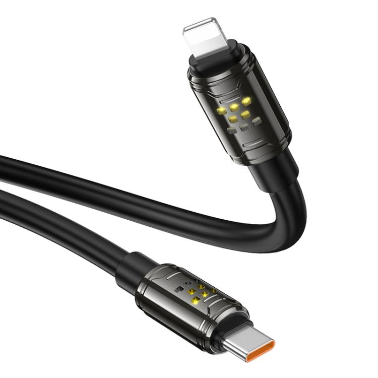 hoco U143 Joy LED PD27W Type-C to 8 Pin Fast Charging Data Cable, Length: 1.2m - Black