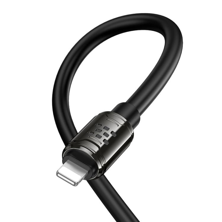 hoco U143 Joy LED PD27W Type-C to 8 Pin Fast Charging Data Cable, Length: 1.2m - Black