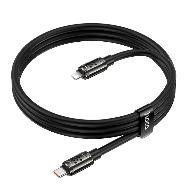 hoco U143 Joy LED PD27W Type-C to 8 Pin Fast Charging Data Cable, Length: 1.2m - Black