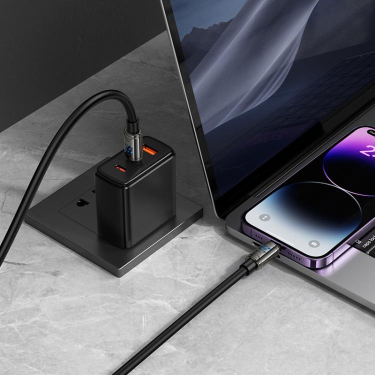 hoco U143 Joy LED PD27W Type-C to 8 Pin Fast Charging Data Cable, Length: 1.2m - Black
