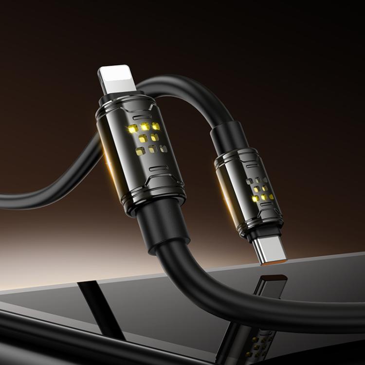 hoco U143 Joy LED PD27W Type-C to 8 Pin Fast Charging Data Cable, Length: 1.2m - Black