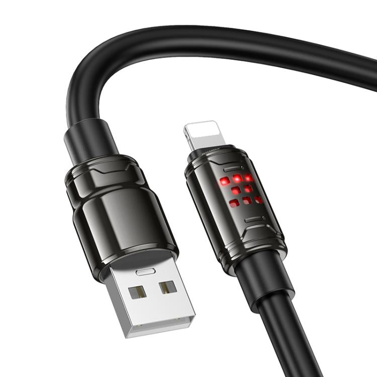hoco U143 Joy LED 2.4A USB to 8 Pin Charging Data Cable, Length: 1.2m - Black