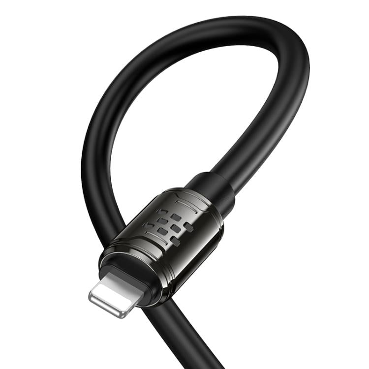hoco U143 Joy LED 2.4A USB to 8 Pin Charging Data Cable, Length: 1.2m - Black