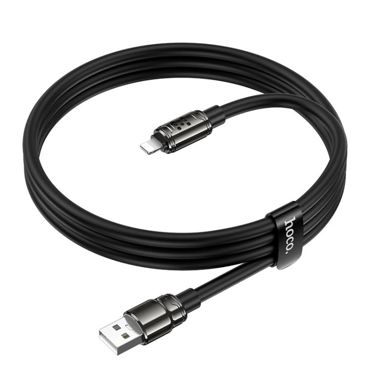 hoco U143 Joy LED 2.4A USB to 8 Pin Charging Data Cable, Length: 1.2m - Black