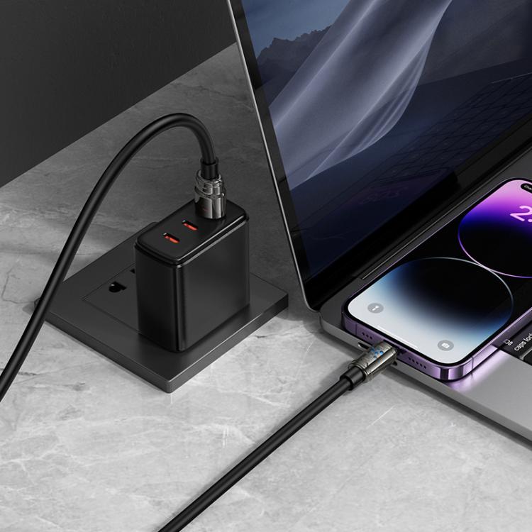 hoco U143 Joy LED 2.4A USB to 8 Pin Charging Data Cable, Length: 1.2m - Black