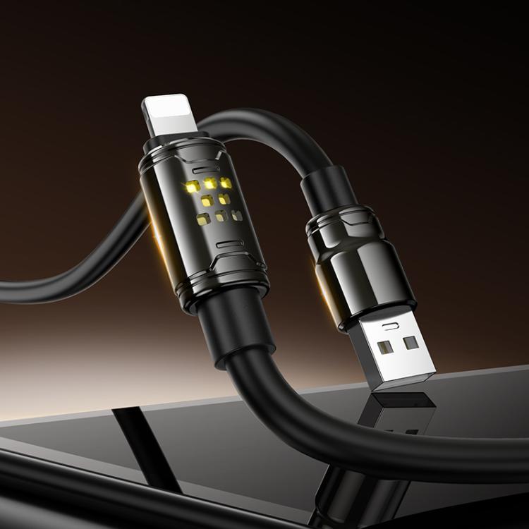 hoco U143 Joy LED 2.4A USB to 8 Pin Charging Data Cable, Length: 1.2m - Black