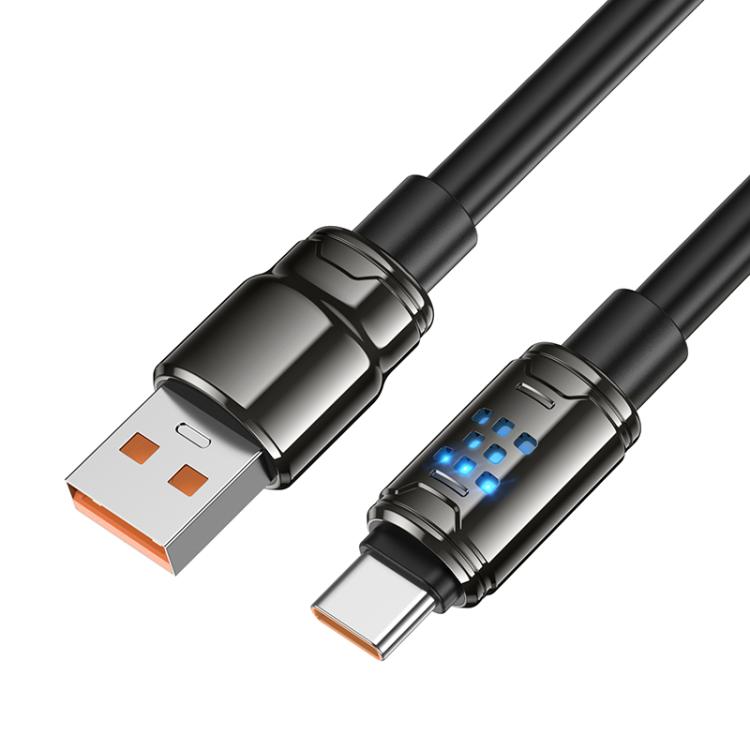hoco U143 Joy LED 5A USB to Type-C Fast Charging Data Cable, Length: 1.2m - Black