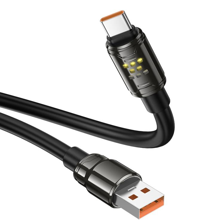 hoco U143 Joy LED 5A USB to Type-C Fast Charging Data Cable, Length: 1.2m - Black