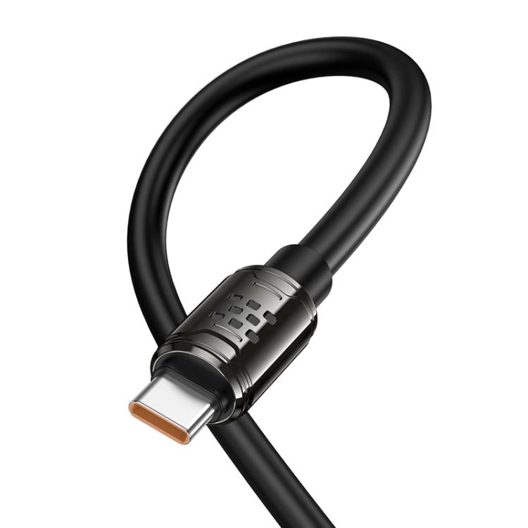 hoco U143 Joy LED 5A USB to Type-C Fast Charging Data Cable, Length: 1.2m - Black