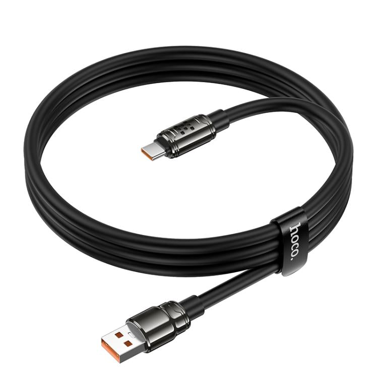 hoco U143 Joy LED 5A USB to Type-C Fast Charging Data Cable, Length: 1.2m - Black