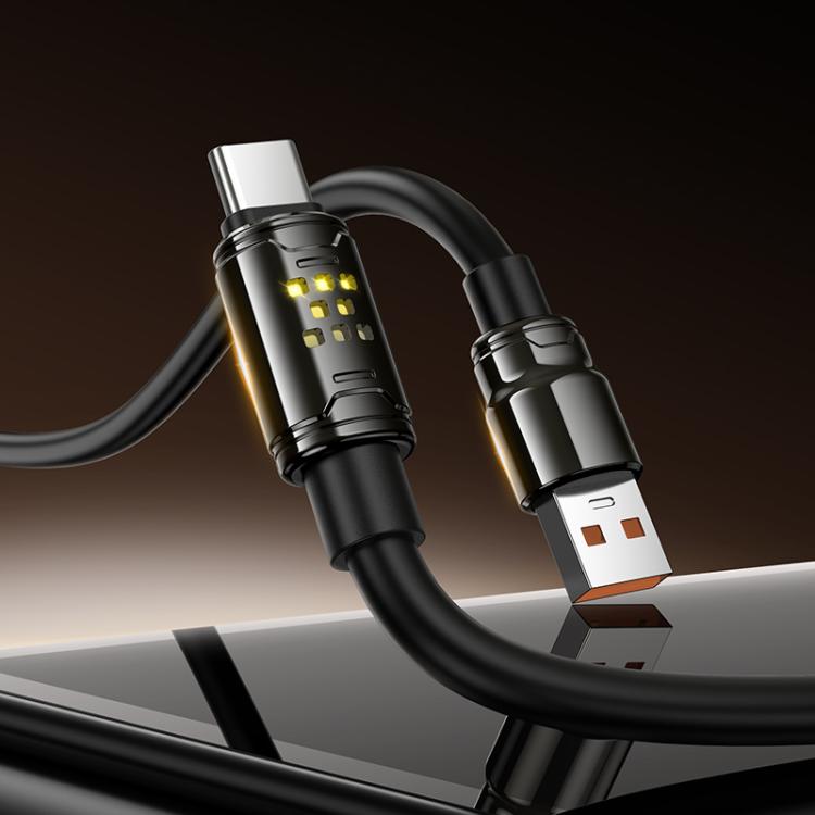 hoco U143 Joy LED 5A USB to Type-C Fast Charging Data Cable, Length: 1.2m - Black