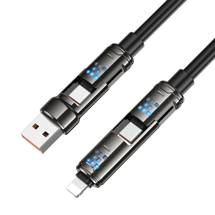 hoco U143 Joy LED 240W 4 in 1 Fast Charging Data Cable, Length: 1.2m - Black