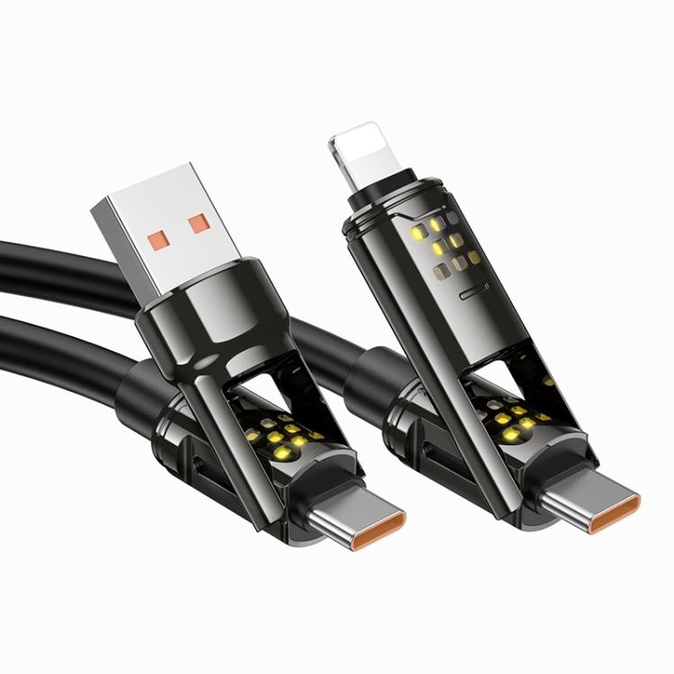hoco U143 Joy LED 240W 4 in 1 Fast Charging Data Cable, Length: 1.2m - Black