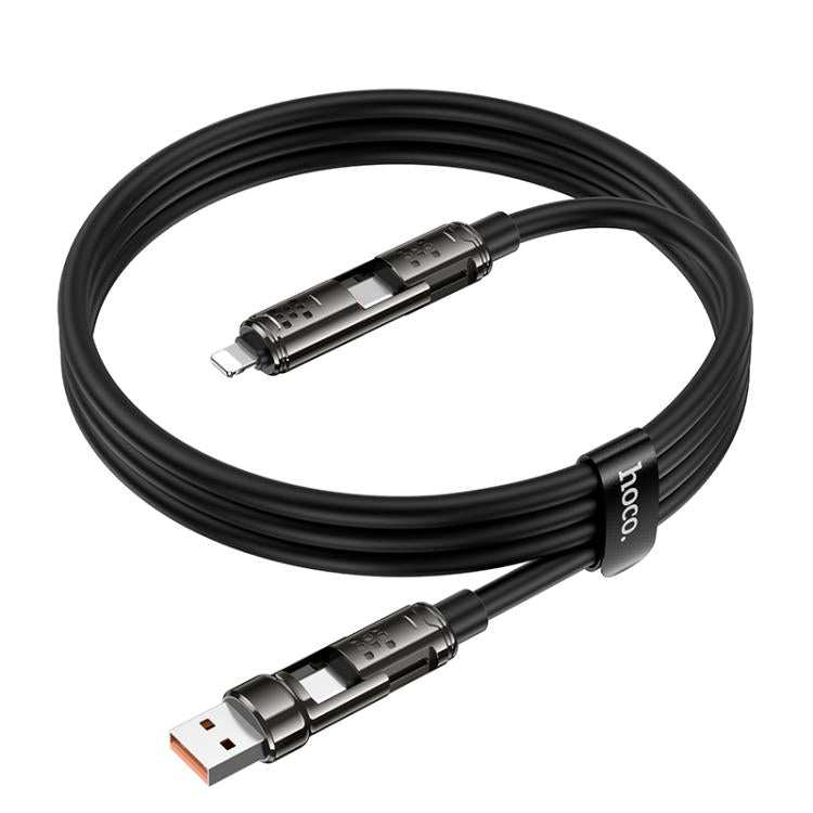 hoco U143 Joy LED 240W 4 in 1 Fast Charging Data Cable, Length: 1.2m - Black
