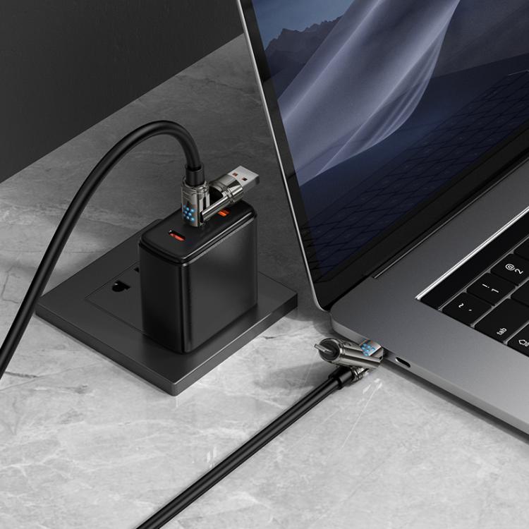 hoco U143 Joy LED 240W 4 in 1 Fast Charging Data Cable, Length: 1.2m - Black